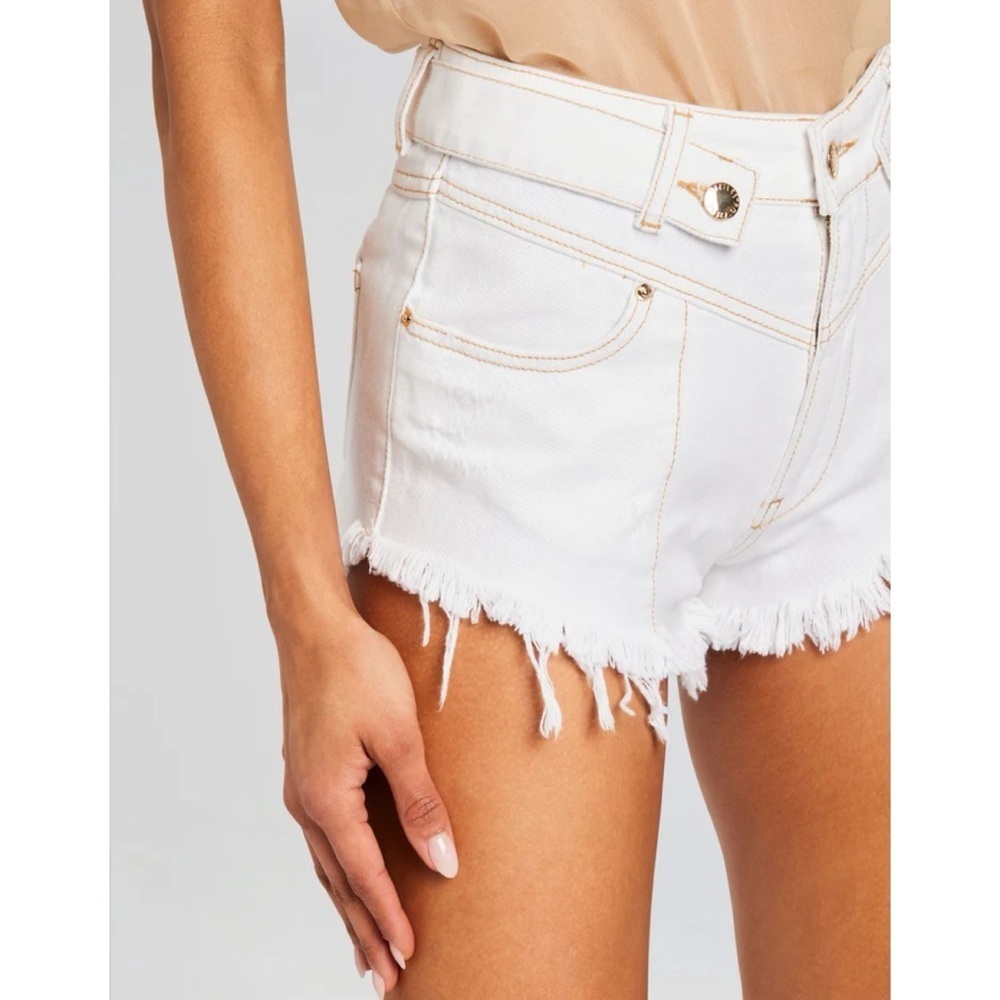 New Retrofete Tessa High-Rise Micro Jean Shorts Denim White 26
